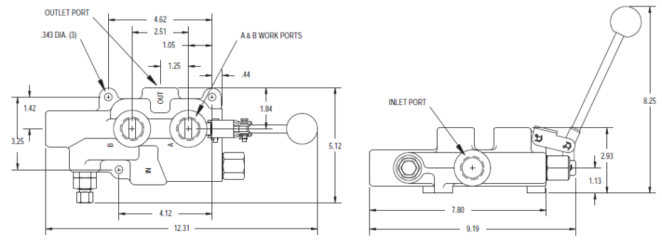 Prince Manufacturing Hydraulic Log Splitter Valve LS-3000-2 Detent 25gpm 2750psi 